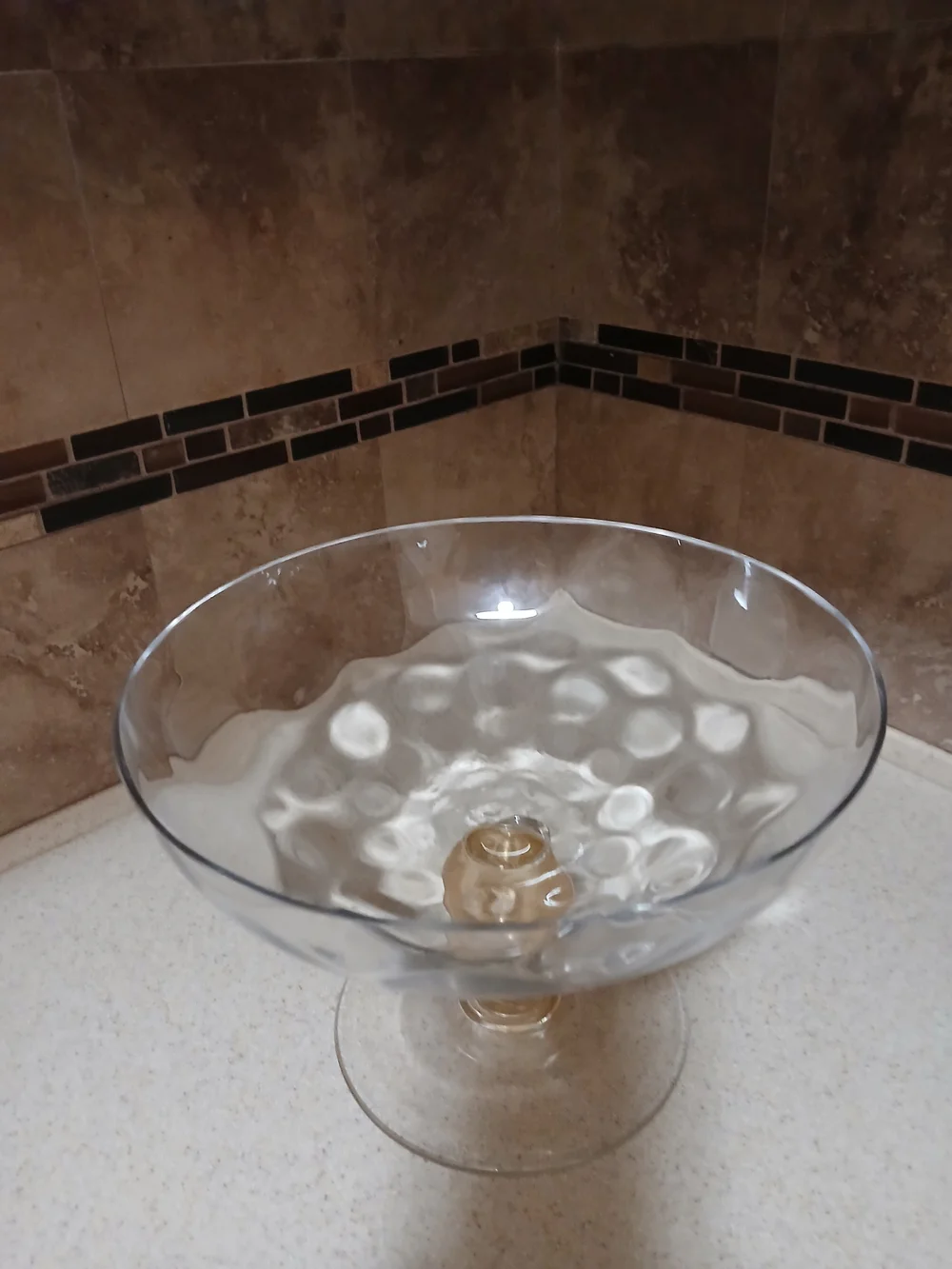 Studio-Crafted Art Glass Bowl With Gold-Infused.